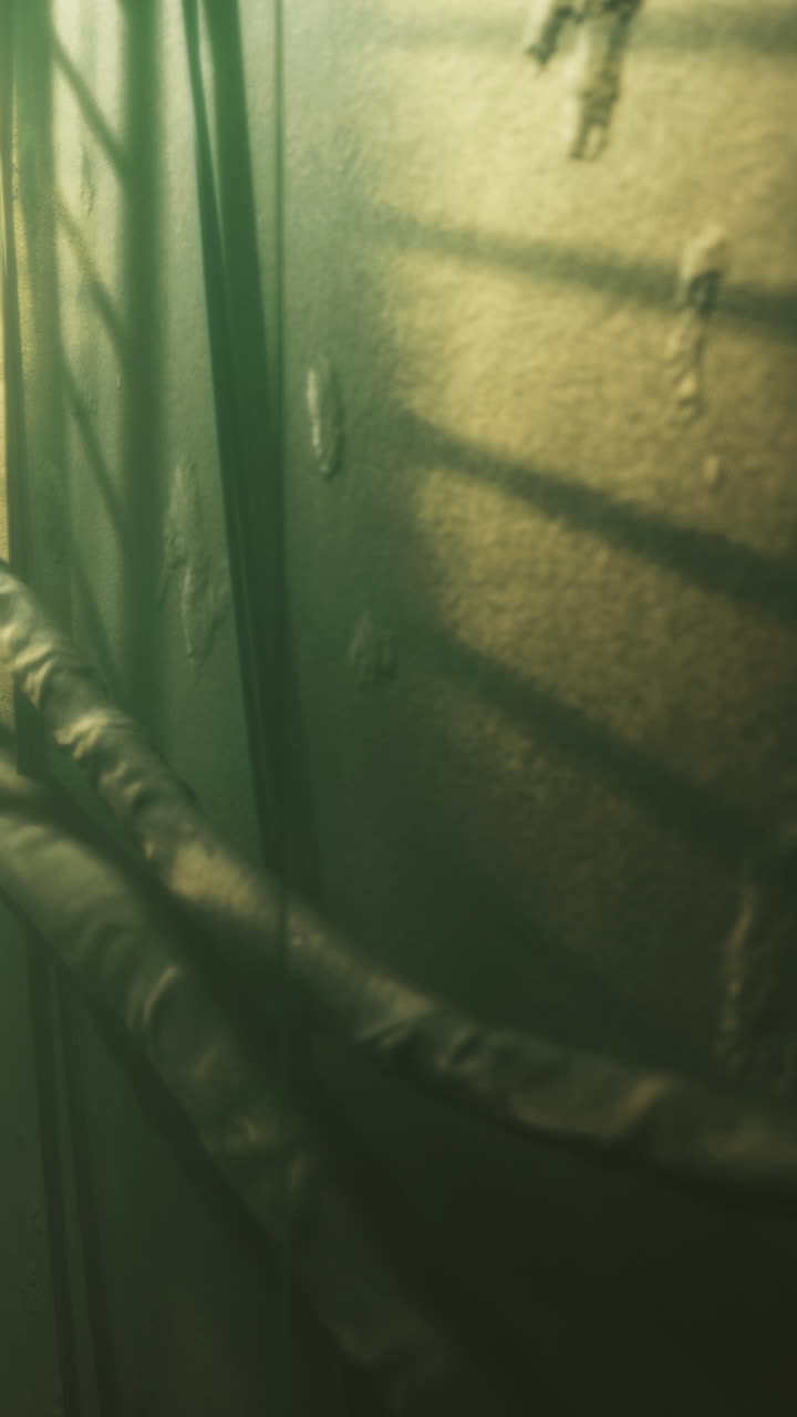 Mysterious shadows dance on walls of an abandoned space