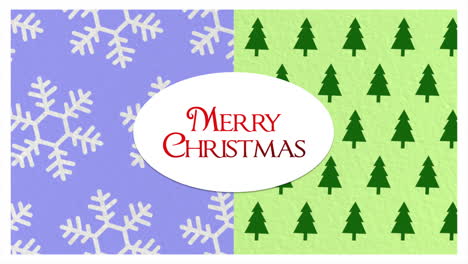 Merry-Christmas-with-snowflakes-and-Christmas-green-trees-pattern