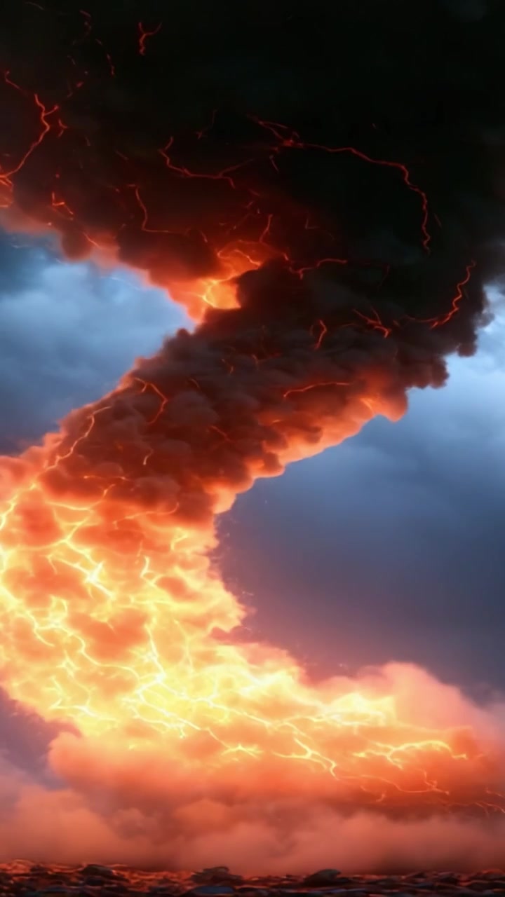 A Spectacular Display of Fiery Energies: The Dynamic Evolution of a Volcanic Eruption Captured from Two Unique Perspectives