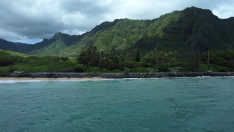 aerial views of along the coast of oahu, hawaii