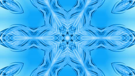 animación en bucle 3d, un fondo abstracto con cintas azules girando y formando estrellas o copos de nieve como con un efecto caleidoscópico. imágenes sin costuras de 4k con luma matte como canal alfa. 14