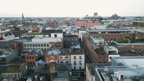 cinematic shot of old dublin city on a cloudy cold day in ireland