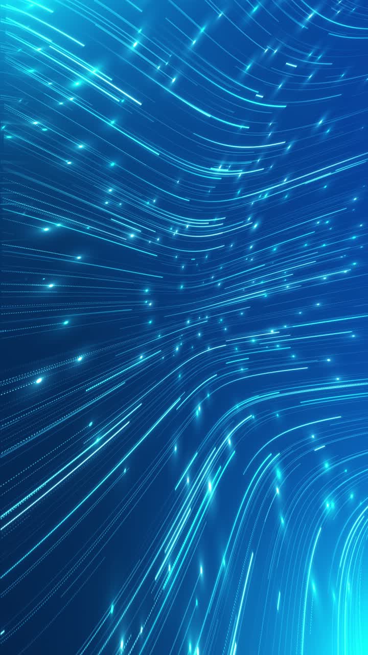 Digital cyberspace binary code wave glowing particles lines high speed data network digital waves of