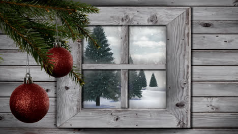 Winterlandschaft-Durch-Fenster-Gesehen