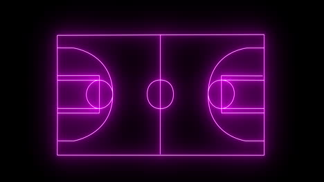 animation of pink neon sports stadium on black background
