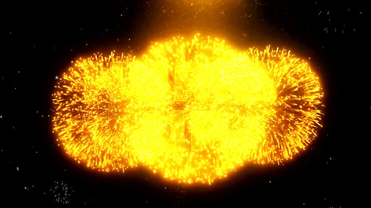 Hurry Up Text on Firework Display Explosion Particles.