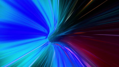 wormhole through time and space, warp through science fiction. abstract jump in space in hyperspace. flying through colorful multicolored data tunnel. seamless loop, 3d animation in 4k