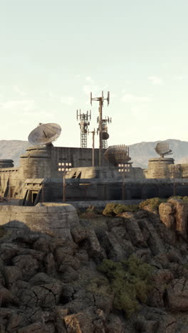 futurista base militar abandonada en el desierto