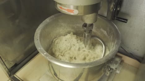 pizza dough in electric mixer