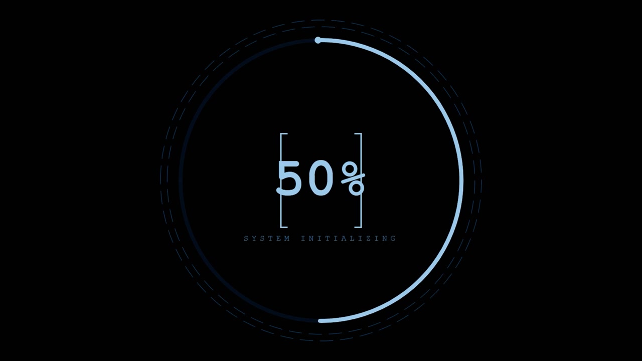 Digital Loading Progress Circle with System Initializing Text