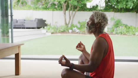 Video-of-african-american-senior-man-meditating