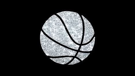 basketball ball icon shining glitter loop blinking particles .