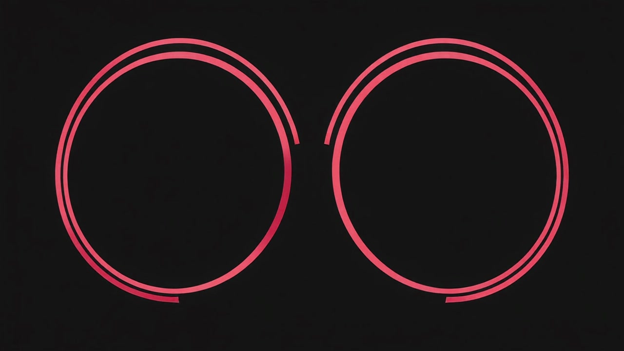 Abstrakte Animation von zwei sich ausdehnenden roten Neonkreisen