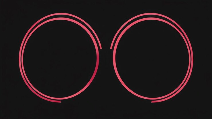 Abstract Animation of Two Expanding Red Neon Circles
