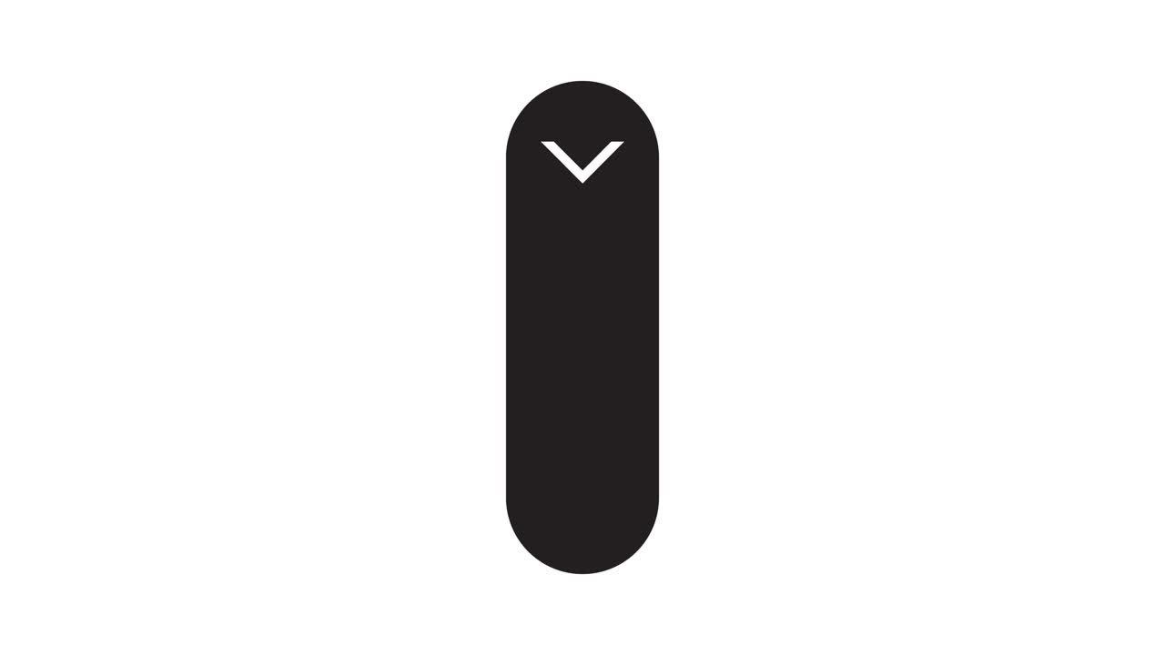 Black Scroll Bar Icon with Down Arrow on White Background