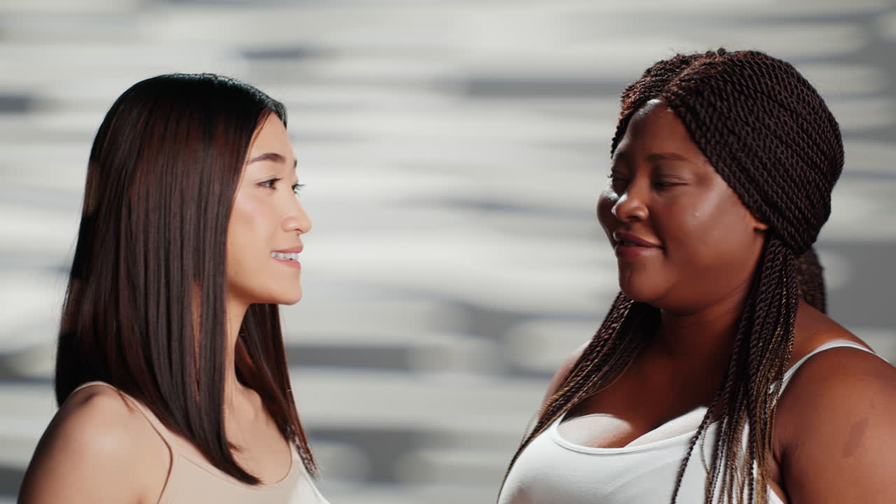 Diverse Women Applying Makeup Together