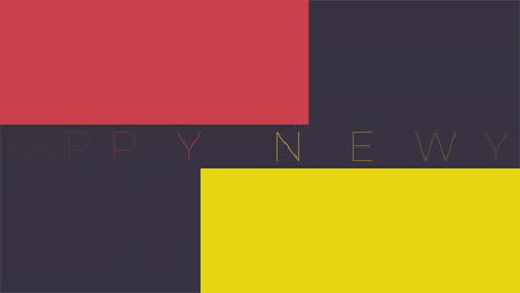 Animation-intro-text-Happy-New-Year-on-red-and-yellow-fashion-and-minimalism-background-with-shape