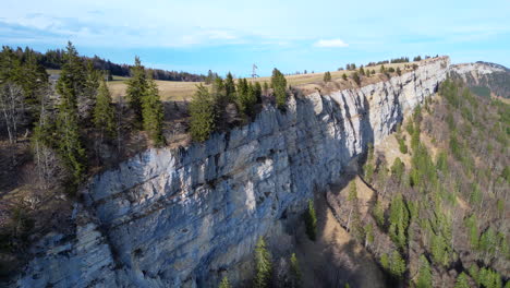 Aerial-of-rock-cliff-plateau,-Wandfluh-Solothurn,-Switzerland