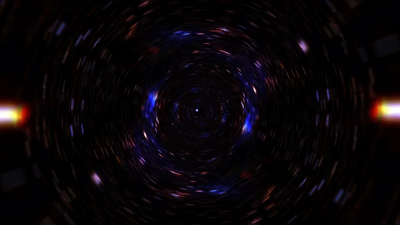 abstracto oscuro digital multicolor túnel de deformación del hiperespacio a través del tiempo y el espacio animación. 4k 3d bucle de ciencia ficción viaje interestelar a través de agujero de gusano en el túnel de vórtice hiperespacial.