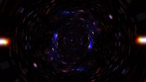 abstracto oscuro digital multicolor túnel de deformación del hiperespacio a través del tiempo y el espacio animación. 4k 3d bucle de ciencia ficción viaje interestelar a través de agujero de gusano en el túnel de vórtice hiperespacial.