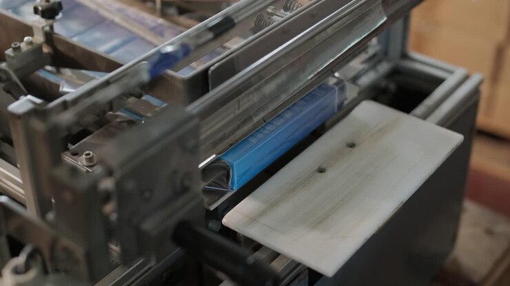 Close-up of an automated machine in a factory