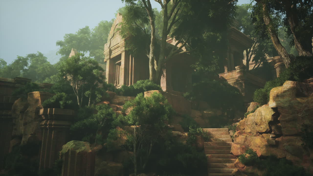 Templo antiguo escondido en la exuberante jungla de Tailandia, rodeado de vegetación
