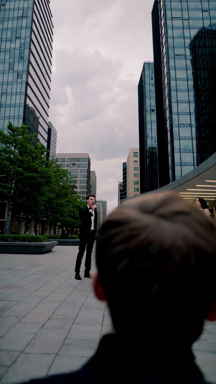 Street Performers Singing in City Plaza