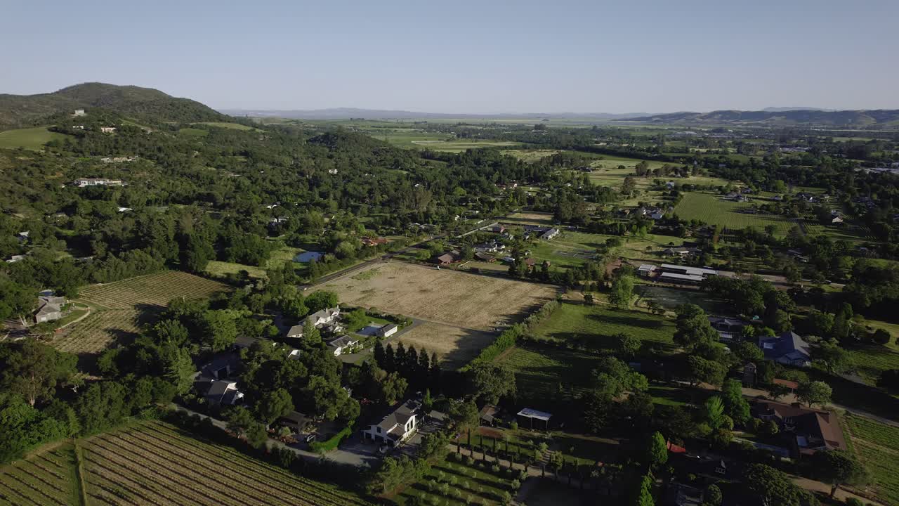 aerial de viñedos cerca del ayuntamiento en el centro de sonoma, california