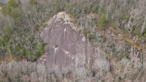 drone shot of a rock face in the blue ridge mountains