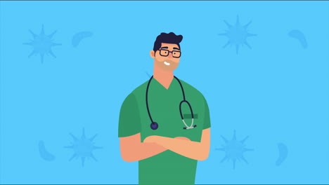 doctor with stethoscope character animation