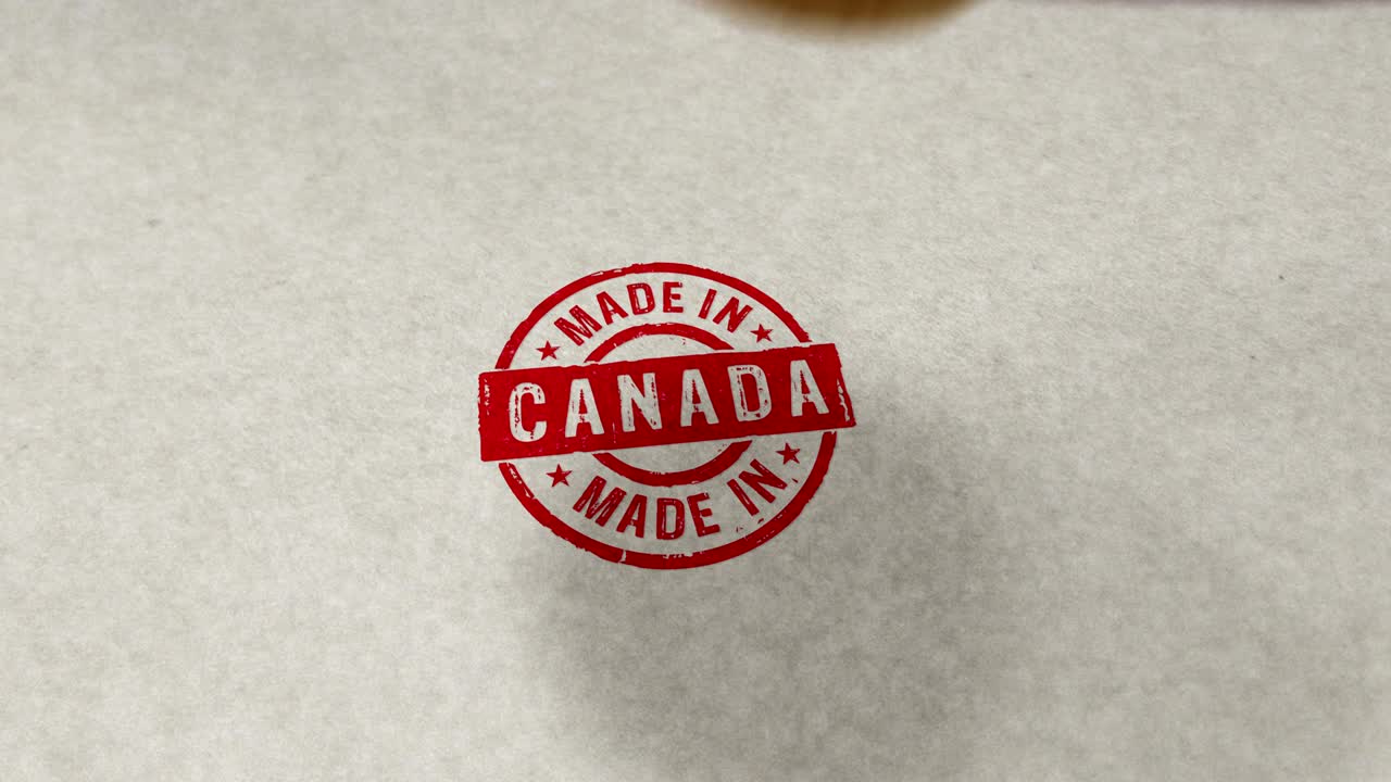 Timbro "Made in Canada" e animazione in loop di timbratura