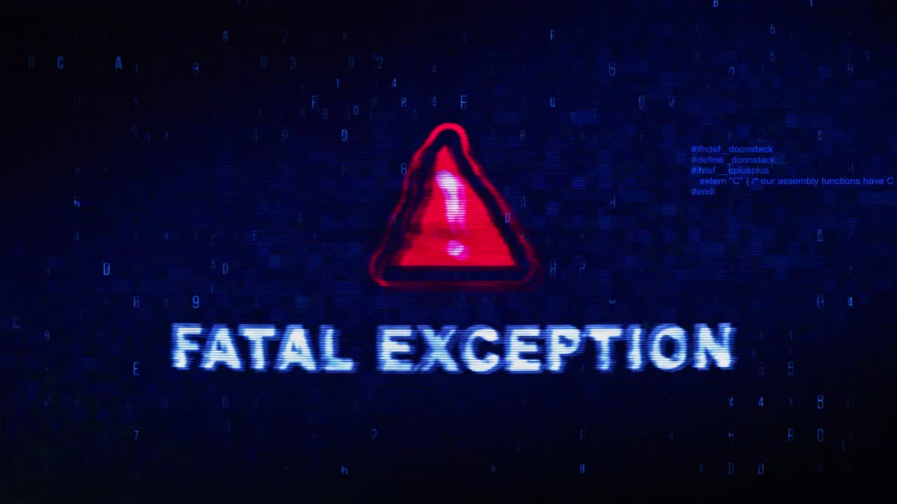 Fatal Exception Error Message on Digital Screen