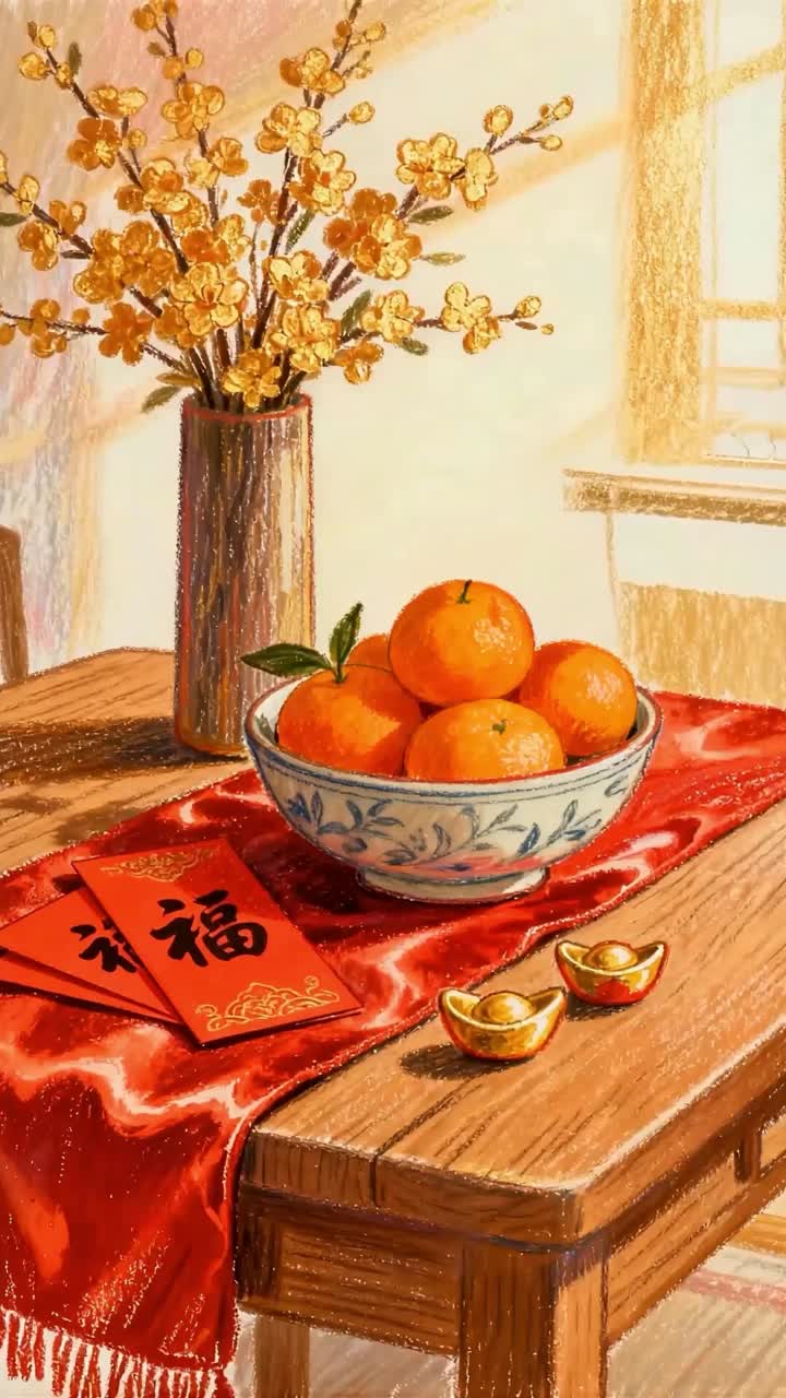 Oranges and gold floral decorations for Chinese New Year
