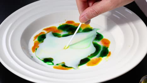 vibrant colors swirl in milk with soap