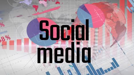 animación del mapa del mundo y el texto de las redes sociales a través del procesamiento de datos