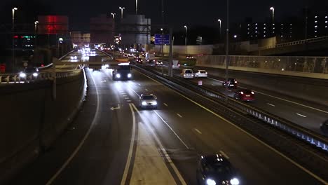 traffic in the city at night