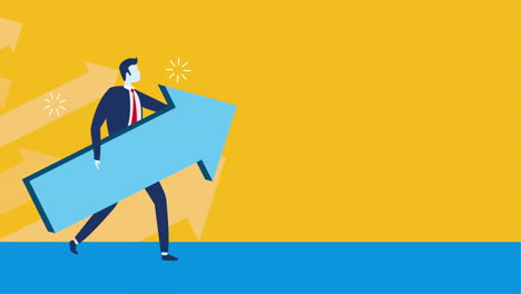 businessman worker lifting arrow character