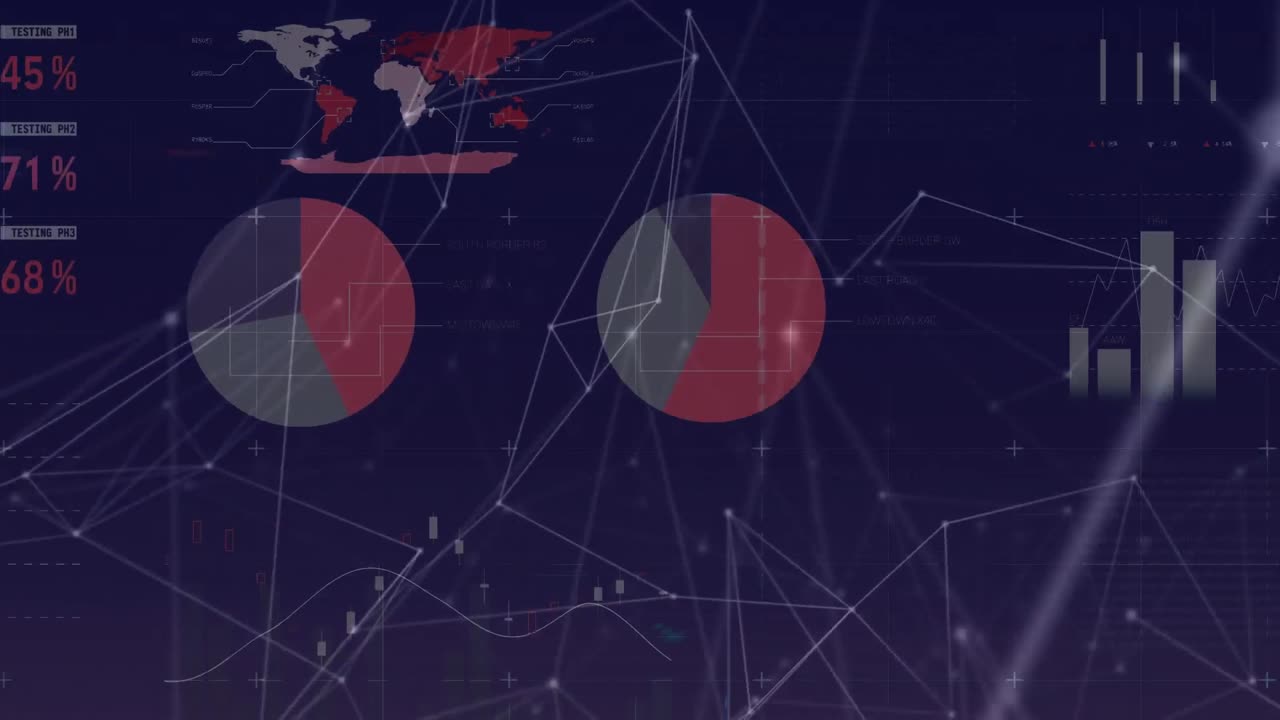 Animation of statistics and data processing over computer circuit board