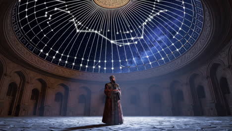man in traditional attire in an ancient palace