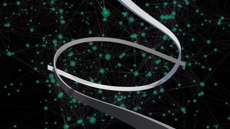 Animation of lines and network of connections on black background