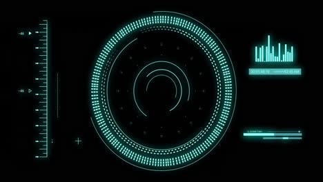 animación del procesamiento de datos con escaneo de alcance sobre fondo negro