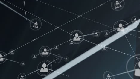 animation of networks of connections with icons over black background
