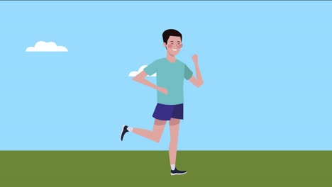 young man running healthy lifestyle animation