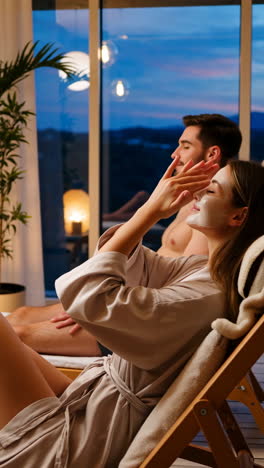 couple relaxing with facial mask at a spa