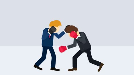 business man battle in boxing gloves. business competition concept. loop illustration in flat style.