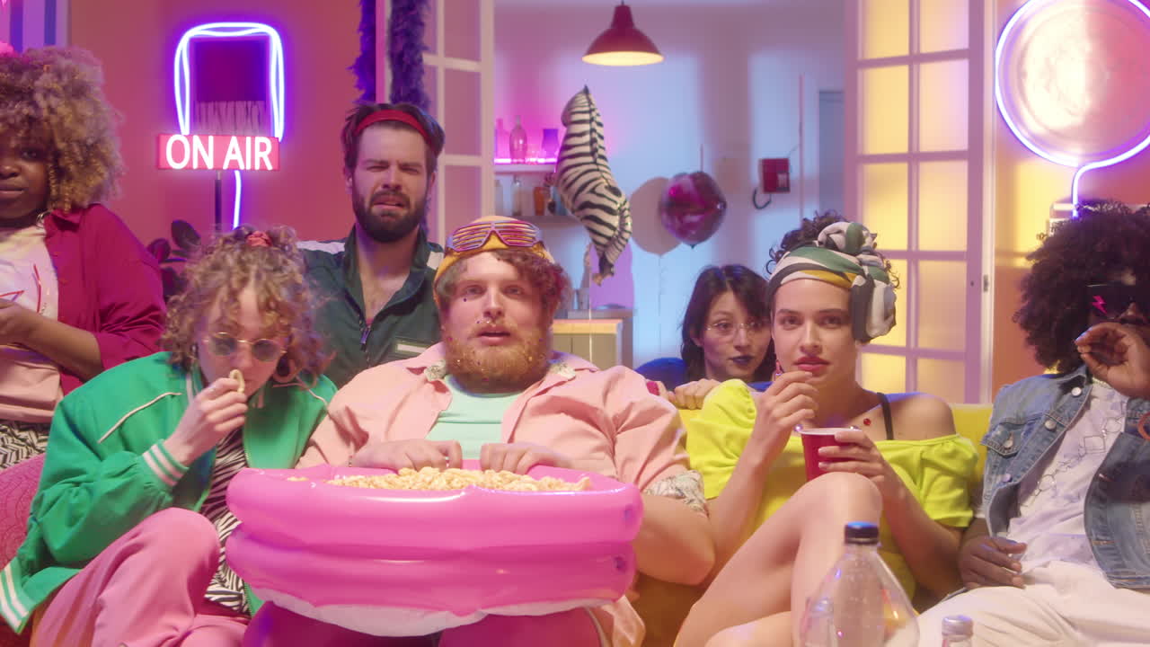 Friends Watching a Movie Party