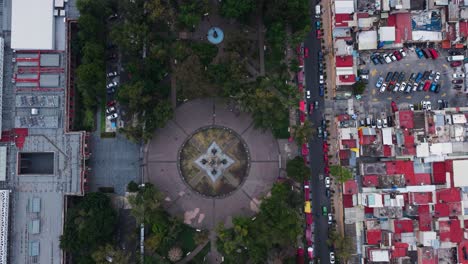 bird's-eye view of the ciudadela park in mexico city, captured by a drone