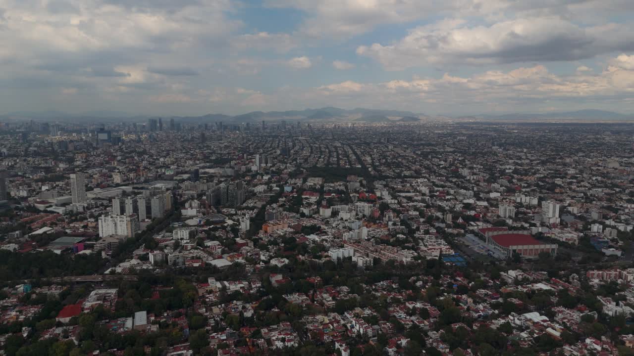 Valley of Mexico captured by drone under clear sky in Mexico City