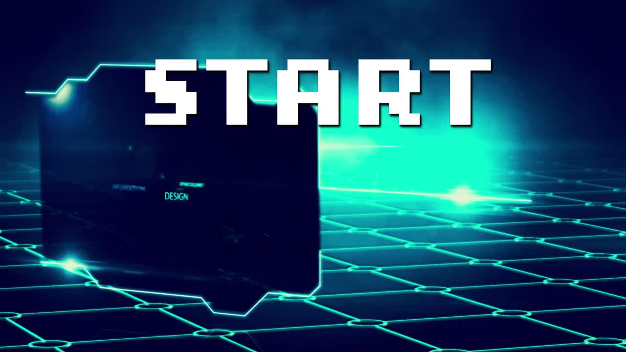 animación del texto de inicio sobre el procesamiento de datos en fondo azul