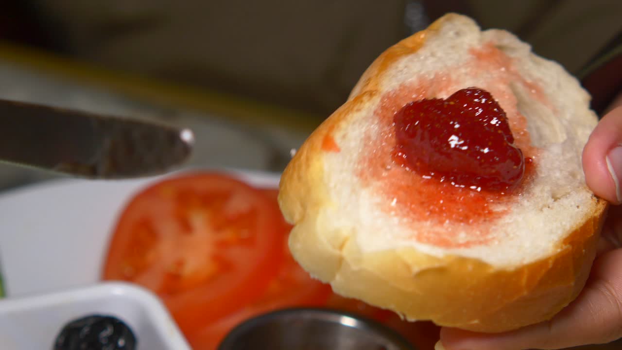 Bread and jam breakfast